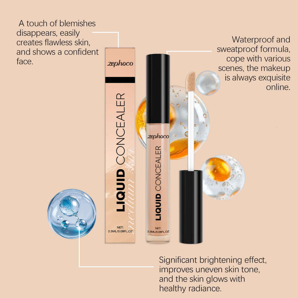 zephoco Long-lasting Concealer Medium Skin Tone Hydrating Delicate Cover Blemishes Dullness Natural Contour Liquid