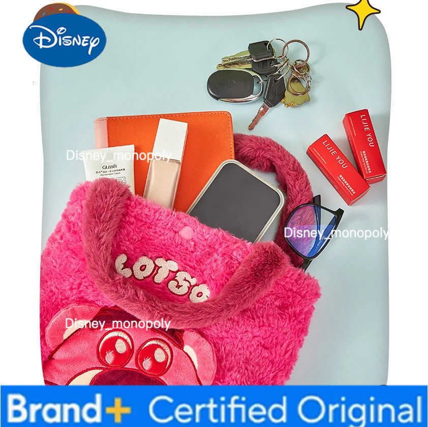 Disney Plush Handbag Bag Kawaii Strawberry Bear Mickey Stitch Cartoon Anime clutch bag Cosmetic Travel Storage Bags Girls Gift H251225