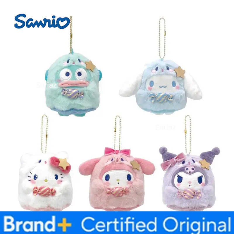 Sanrio Cartoon Hello Kitty Cinnamoroll My Melody Kuromi Plush Doll Keychain Kawaii Couple School Bag Pendant Pp Cotton Stuffed Doll H251225