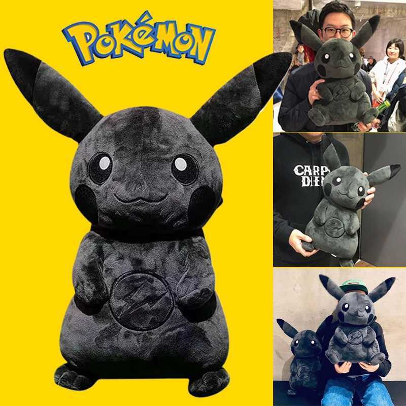 Pokemon Dark Pikachu Doll 55CM Kawaii Pop Anime Stuffed Pillow Soft Plush Toy for Female Fans Collectible Black Pikachu Gift W251225