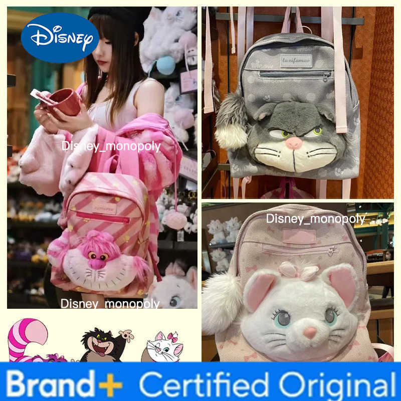 Disney Lucifer Marie Cheshire Cat Plush Woman Backpack Cartoon Cute Women Leisure Backpack Fluffy Figure Bags Large Capacity School Bag H251225