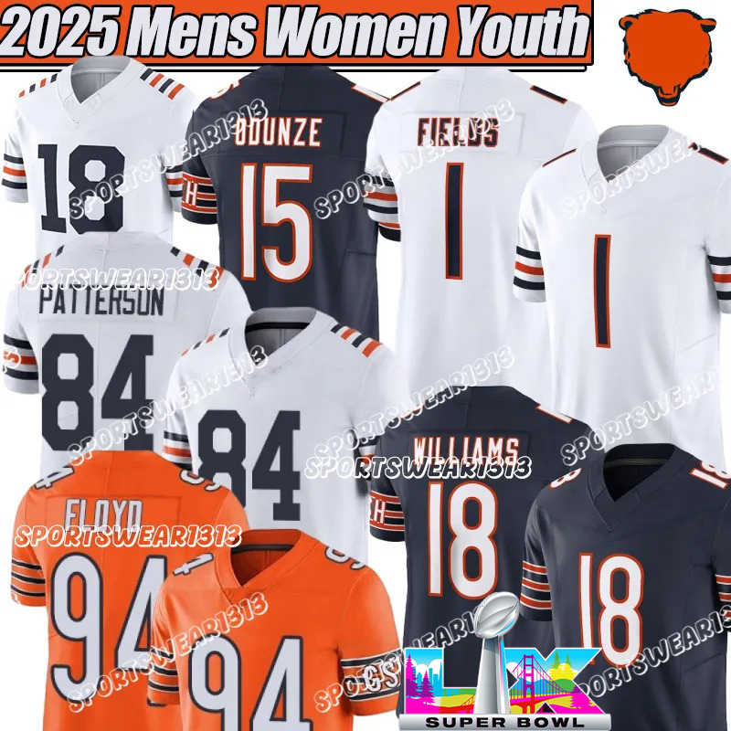 ChicagoS Bear jersey BearsS Football jerseys #18 Caleb Williams #84 Colston Loveland #34 Walter Payton Rome Odunze Tory Taylor DJ Moore Jersey
