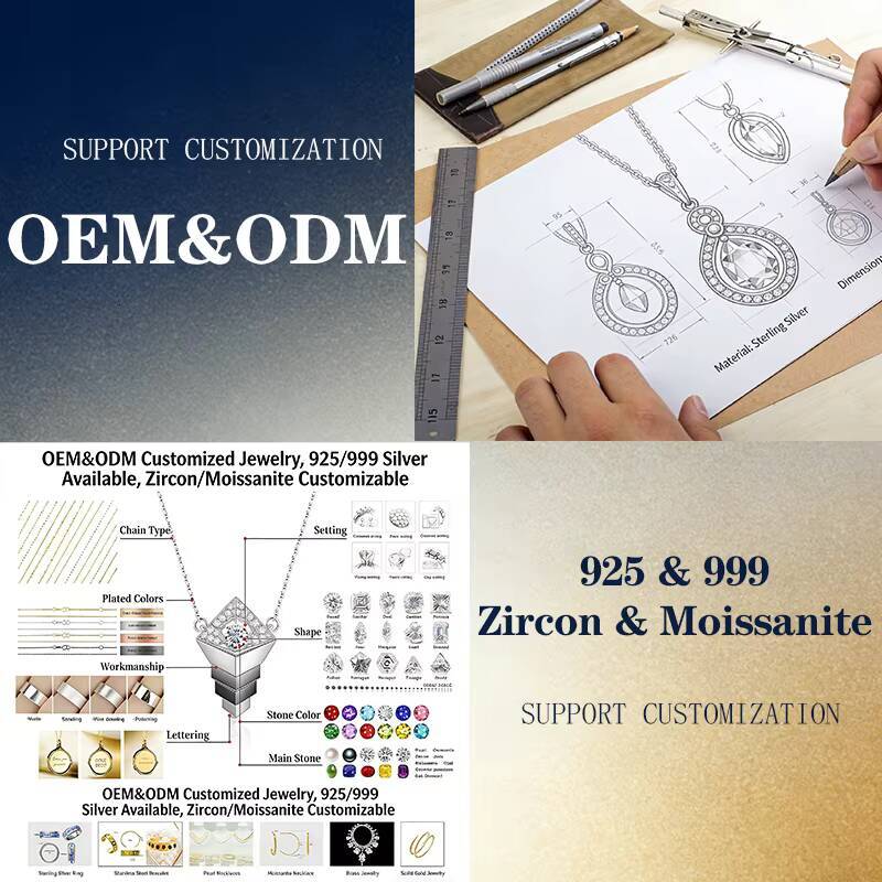 Sterling Silver 925/999 Stud Earrings Custom Zircon Moissanite High Shine Plating Hypoallergenic Gift