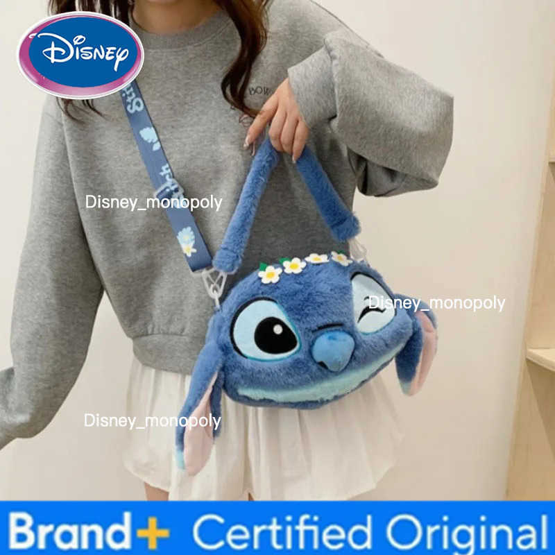 Disney New Cartoon Stitch Plush Cartoon Backpack Girls Cute Ins Shoulder Messenger Bag Parent-Child Gift H251225