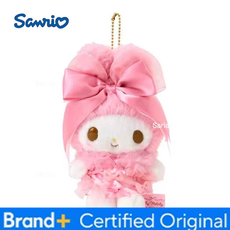 Sanrio Kawaii Cartoon My Melody Plush doll 50Th Anniversary bowknot Melody Plush Keychain Bag Accessory Toys Collectible Birthday Gift H251225