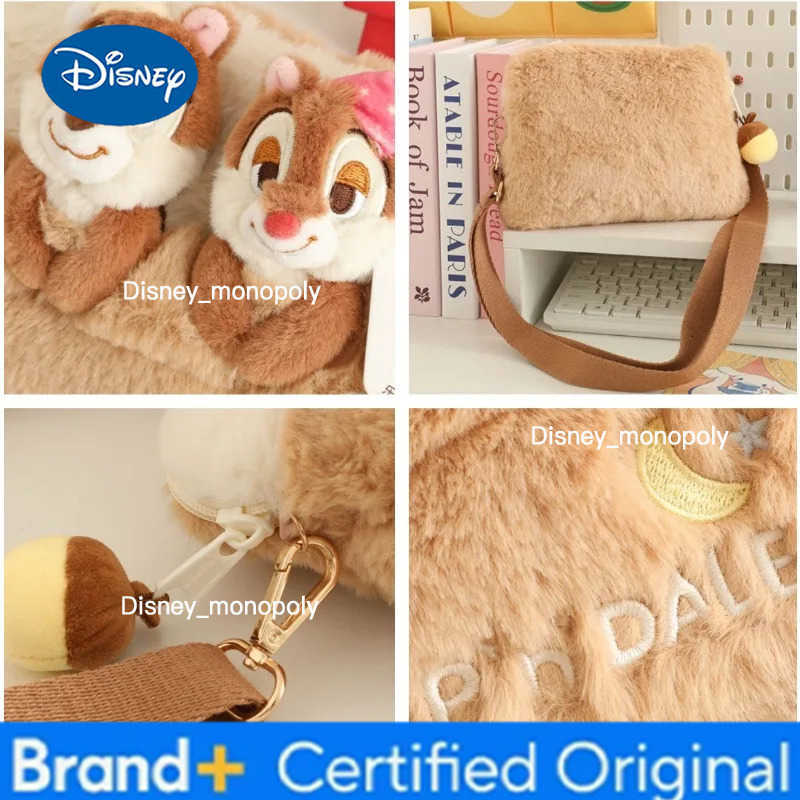 Disney Plush Crossbody Bag Cartoon Chip Dale Large Capacity Student Casual Handbag Girls Holiday Gifts Commuting H2512251