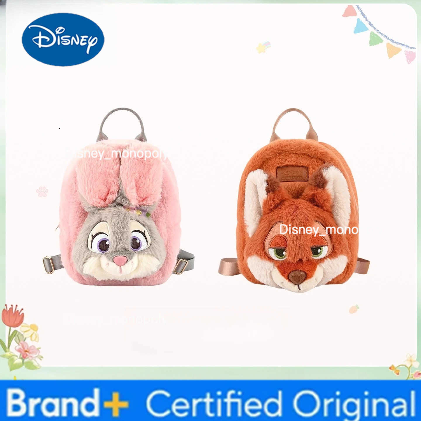 Disney 2025 Original Judy Plush Backpack Cartoon Nick Chip Handbag Cosplay Prop Childrens Christmas Birthday Gifts H251225