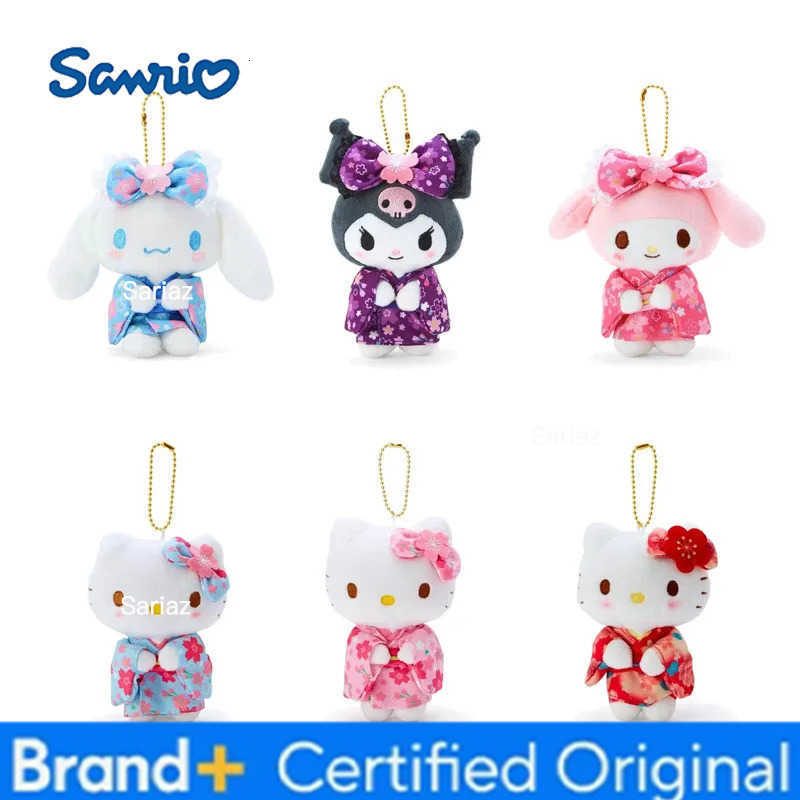 Sanrio Anime Cute Hello Kitty Melody Toys Kawaii Sakura Kimono Keychain Bag Pendant Student Friends Gift H251225