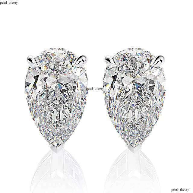 14K Pear-shaped Moissanite VVS Moissanite IGI VVS Moissanite 925 Sterling Silver Stud Earrings - view 5