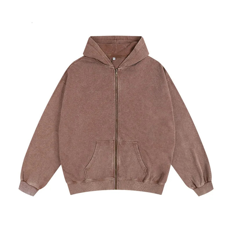Washed and aged sweatshirt loose hoodie for young couples roundneck jacket zipup mens suit set 251225