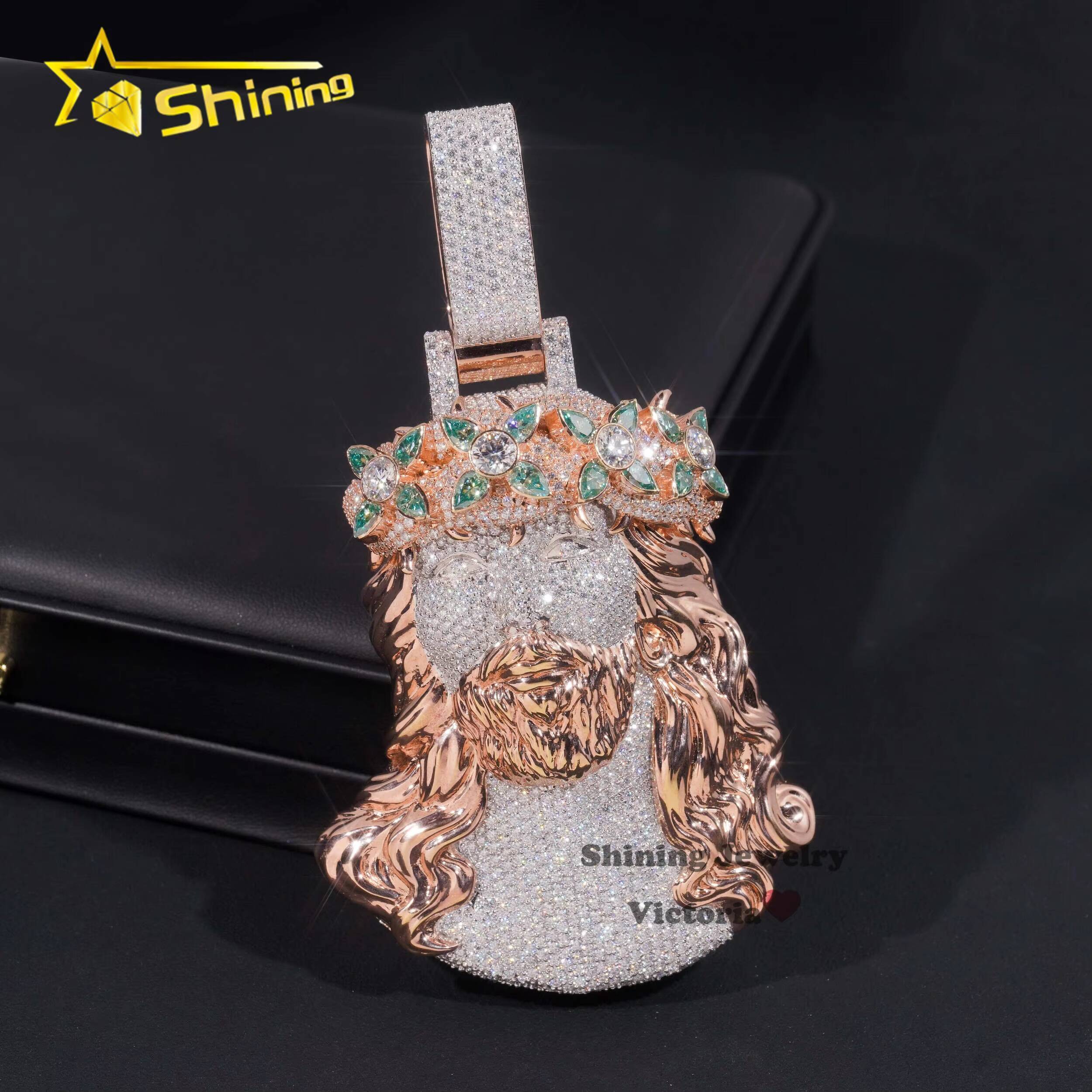 Iced Out Rapper Religious Jewelry 18K Gold Plated Big 3D Jesus Pendant 925 Silver Custom 5 VVS Moissanite Diamond Jesus Pendant