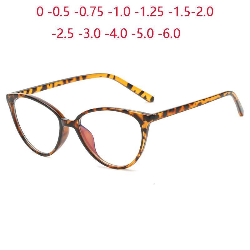 Leopard Frame 1.56 Aspheric Cat Eye Myopia Glasses With Prescription Women Men Single Vision Myopic Spectacles -0.5 -0.75 To -6 ddmythur