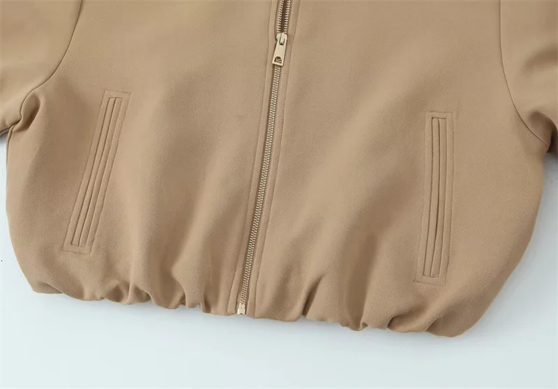 Womens Jacket Fall Solid Color Long Sleeve Zipper Puffy Loose Casual Fashion Simple Versatile Personl 251225