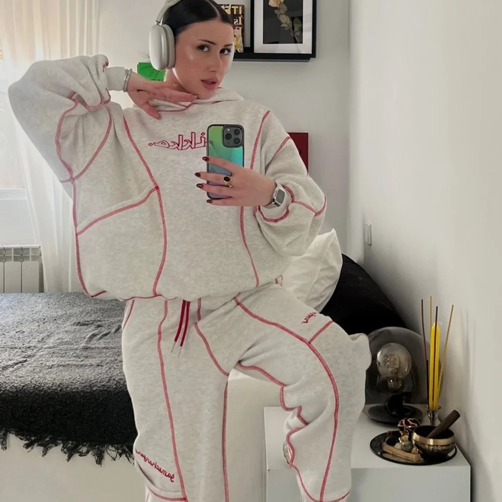 Y2K Men Techwear External Stitching Letter Embroidery Hoodie Autumn Fashion Street wear y Mens Women Black Hoodies Suit 251225