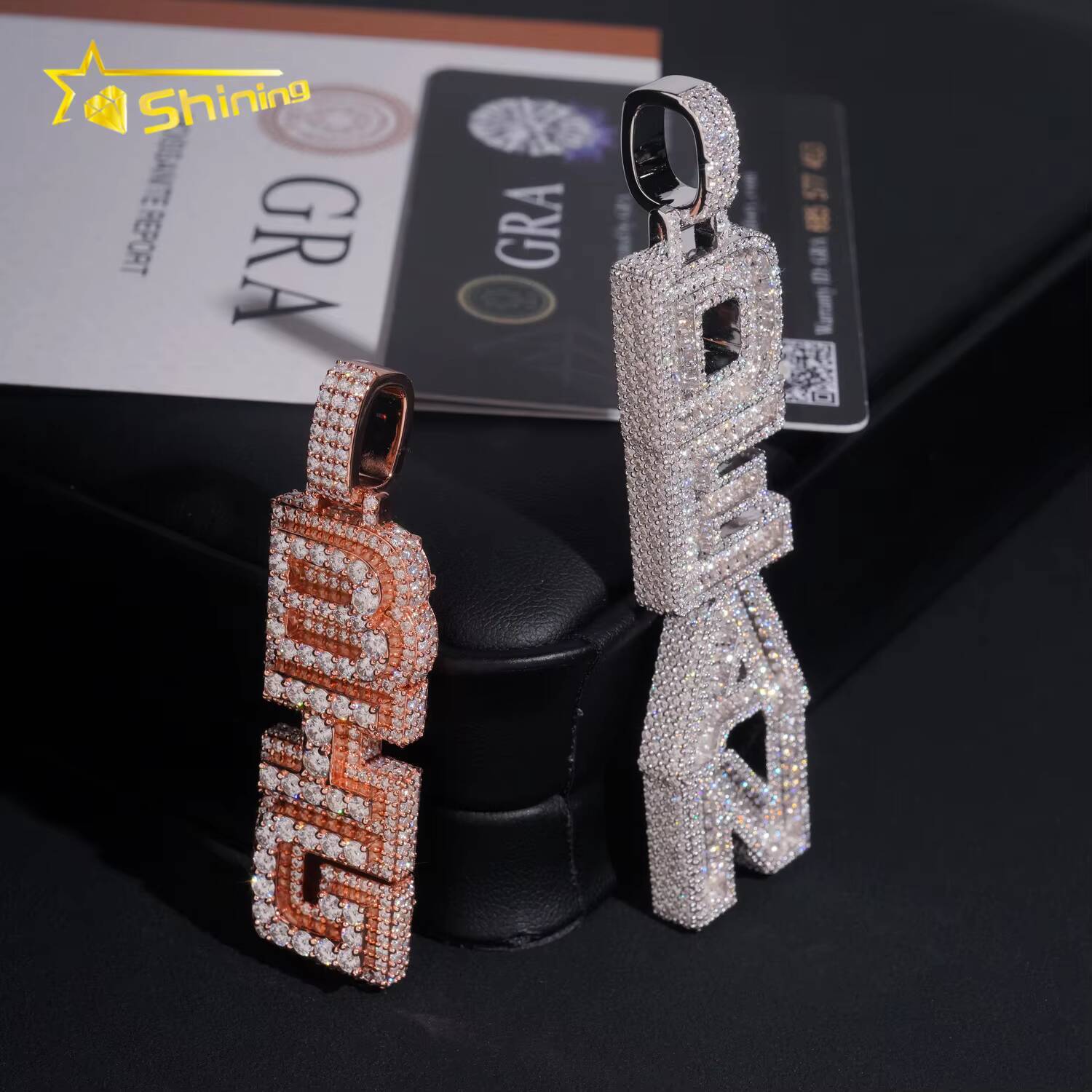 RTS Hip Hop Jewelry Pass Diamond Tester Gold Plated 925 Sterling Silver Fully Iced Out Custom Moissanite Name Letter Pendant