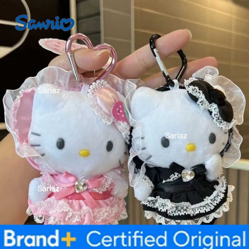 Sanrio New Hello Kitty Plush Keychain Intricate Work Lolita Lace Dress Kitty Bag Charm Stuffed Sweet Maid Decoration Pendant Girly Gift H251225