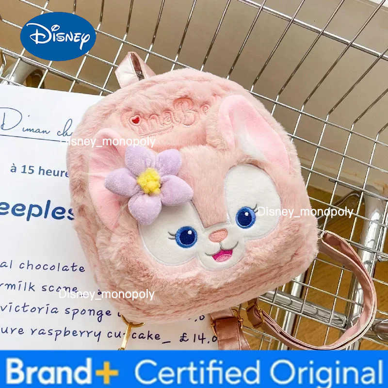 Disney LinaBell Stitched Plush Shoulder Bag Cartoon Cute Plush Handbag Large Capacity Fashion Trendy Womens Messenger Bag H251225