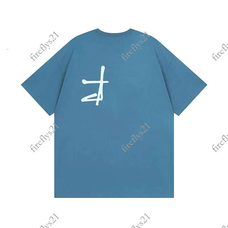 Stussylys T Shirt Letter Print Graphic Tee Vintage Hip Hop Loose Sports Short Sleeve Studs Shirt ca5