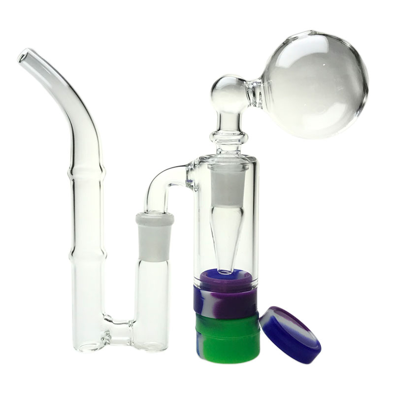 Goodsstore 6 Inch 50mm Bubbles Glass Oil Burner Bong Smoking Pipes 14mm J Hook Adapter Ashcatcher DIY Bongs