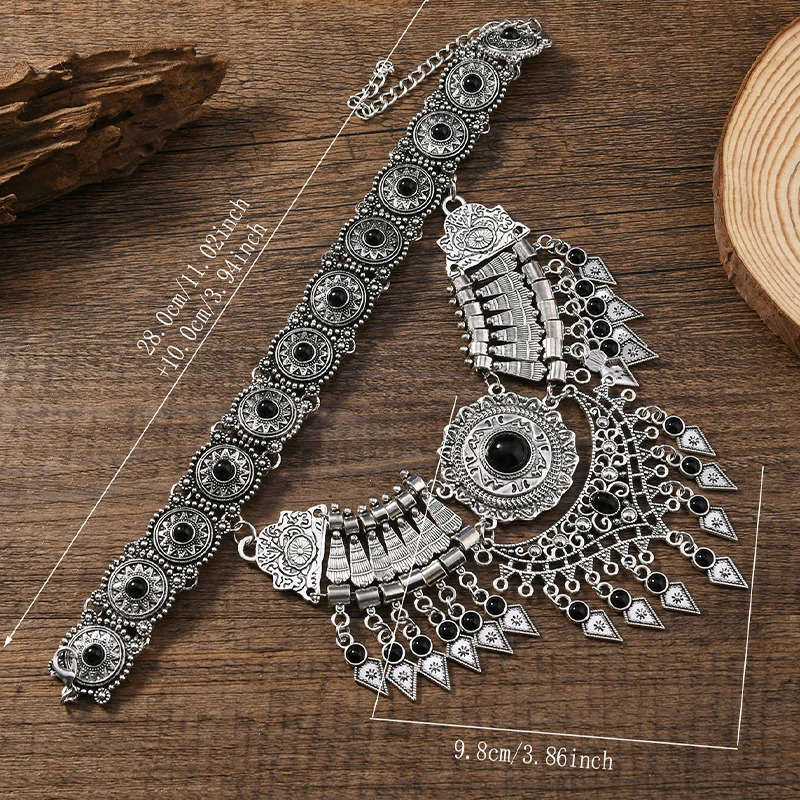 Layered Bohemian Statement Necklace Womens Fashion Retro Teardrop Tassel Collar Jewelry for Casual Matching Party Styling 251223