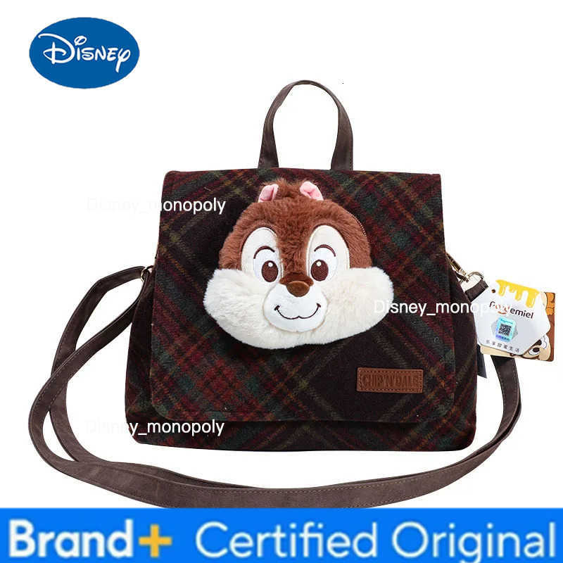 Disney New Original Retro Backpack Large Capacity Cartoon Cute Doll Handbag Fashion Versatile Grid Backpack Girl Birthday Gift H251225