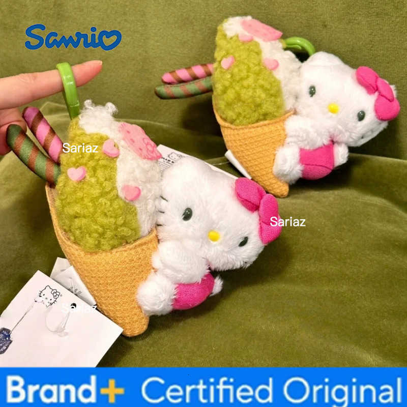Sanrio Matcha Dessert Series Hello Kitty cake Roll Plush doll Keychains kawaii Donut IceCream curly hair Kitty cat Stuffed toy H251225