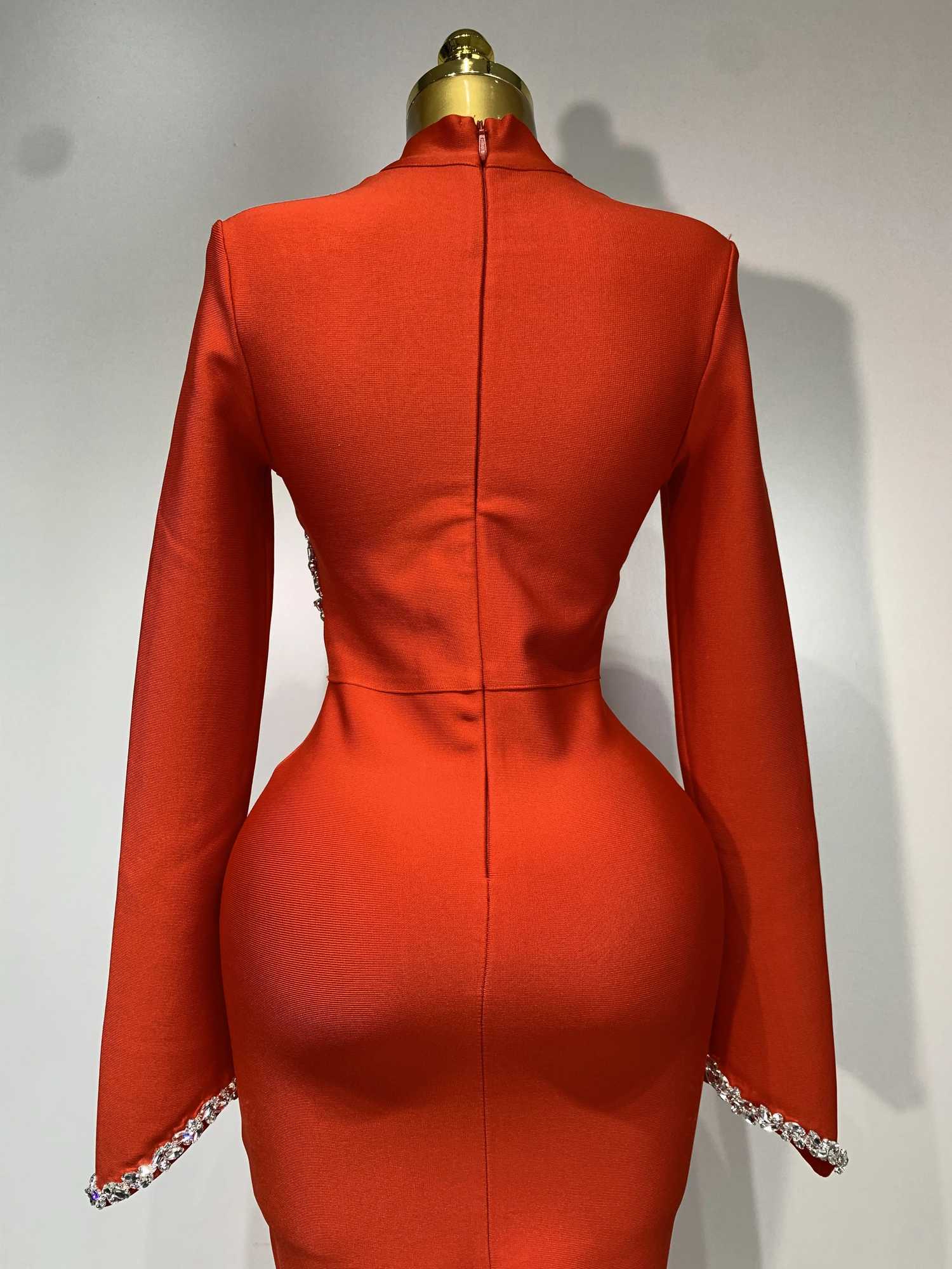 Women Sexy Long Sleeve Diamonds Maxi Long Bodycon Bandage Dress 2025 Celebrity Elegant Evening Party Luxury Birthday Dresses C251225