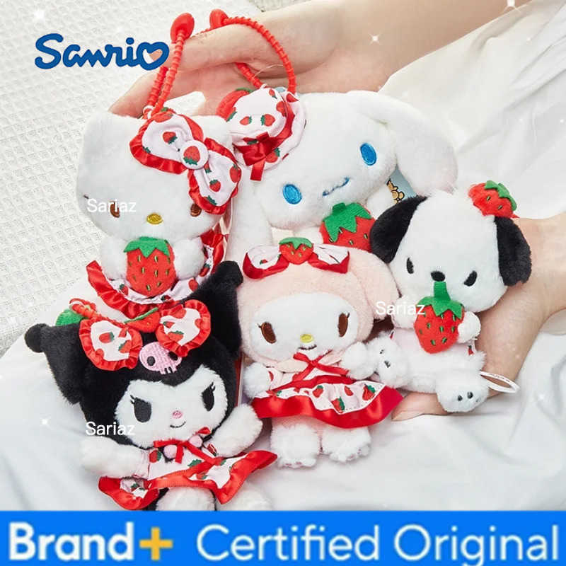 Sanrio 12cm Genuine Small Pendant My Melody Kuromi Cinnamoroll Hellokitty Plush Keychains Christmas Birthday Gifts For Kid H251225