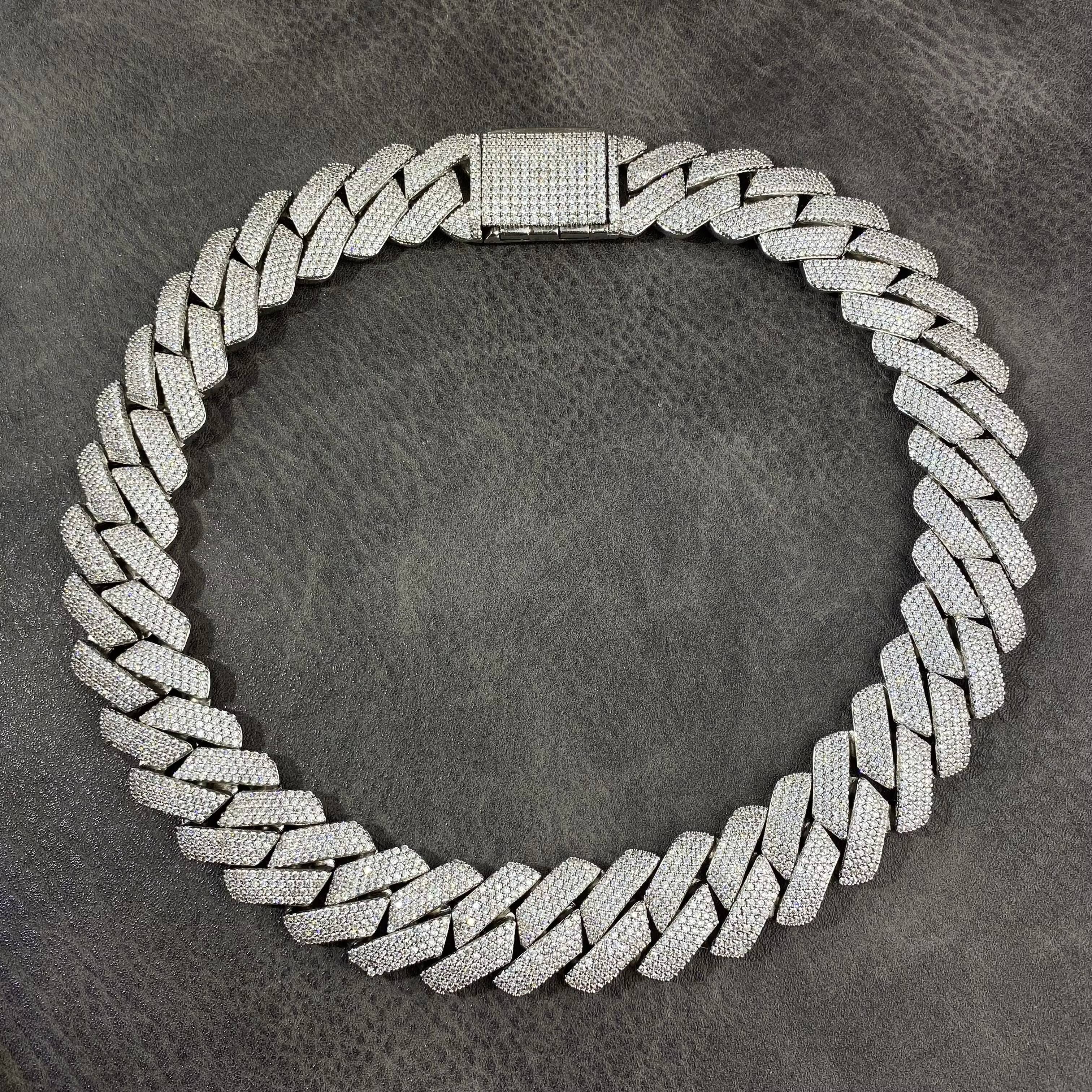 Fine Jewelry Iced Out Hip Hop Heavy 4 Rows Prong Cuban Link Chain Necklaces for Men Women Necklace Jewelry