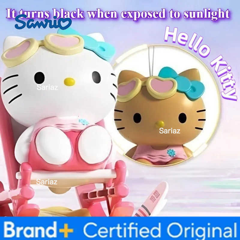 Sanrio Hello Kitty Keychain Toys Kawaii Will Tan Temperature Color Change Anime Bag Hanger Cartoon Charm Pendant Decoration Gift H251225
