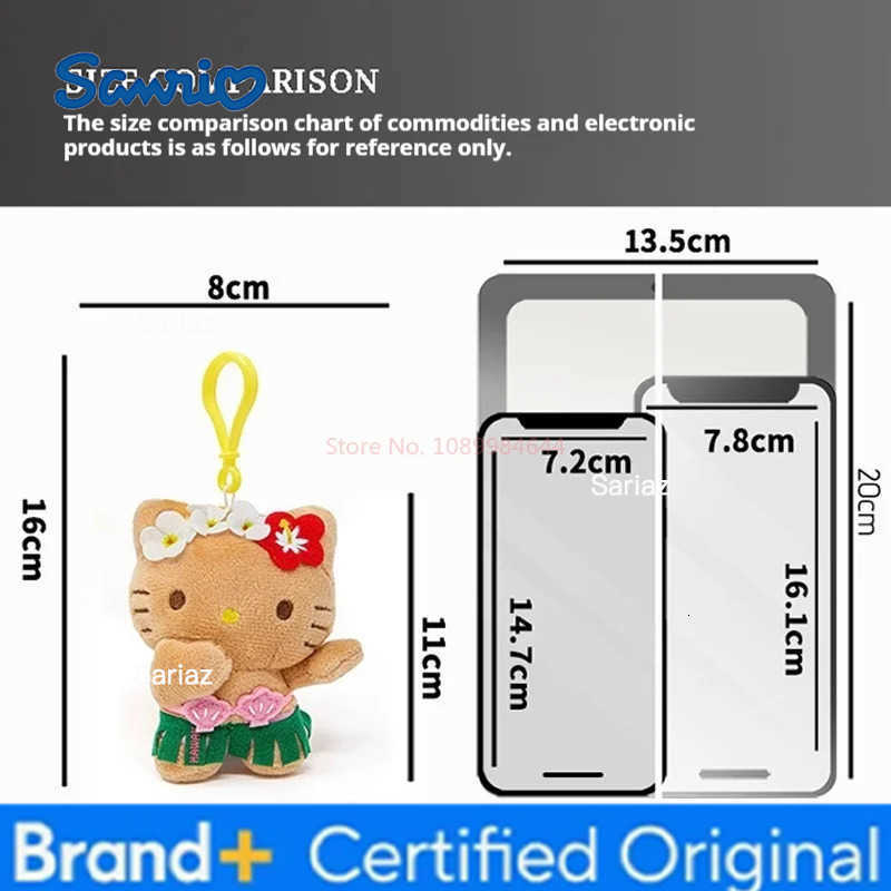Sanrio Hawaii Series Hello Kitty Dark Skin Plush Stuffed Key Chain Cartoon Plush Doll Bikini Pineapple Bag Pendant Cute Toy H251225