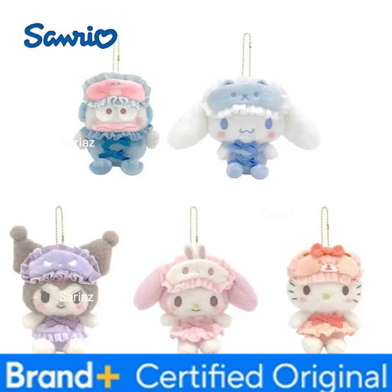 Sanrio 10Cm Cartoon Animation Hello Kitty Cinnamoroll Kuromi My Melody Eye Mask Plush Doll Keychain Kawaii Couple Backpack Pendant Gift H251225
