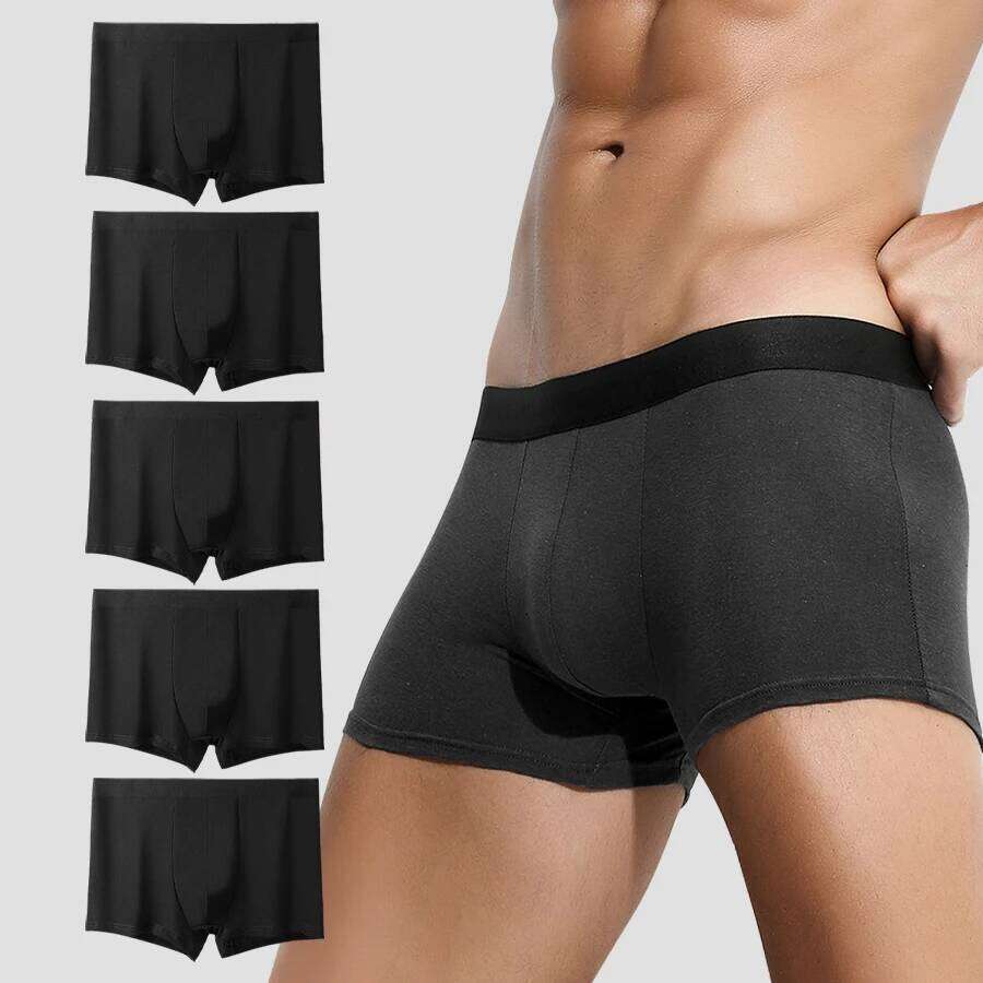 5Pcs Men's Pure Cotton Underwear Sports Boxer Shorts Large Size Comfortable Breathable Underpants Trendy X251225