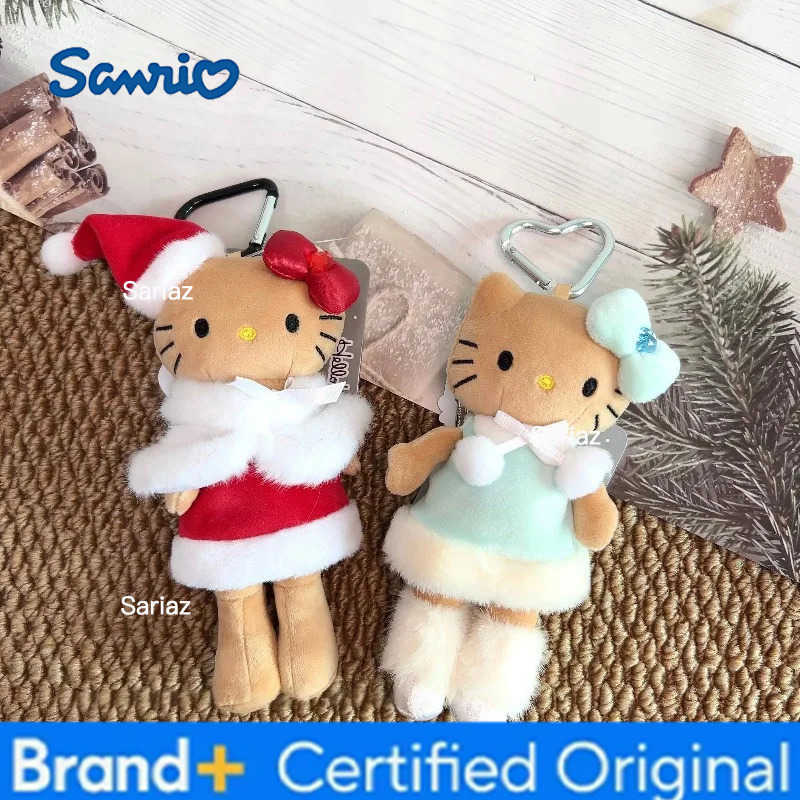 Sanrio New 15CM Kitty Plush Keychain Christmas Tree Long Legs Xmas Cartoon Santa ClausPlush Doll Backpack Charm Christmas Gift H251225