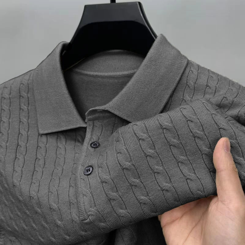 Autumn Mens Knitted Pullover Sweaters Cable Woolen Button Sweater Slim Vneck Long Sleeve Outerwear Winter Warm Heavyweight Top 251225