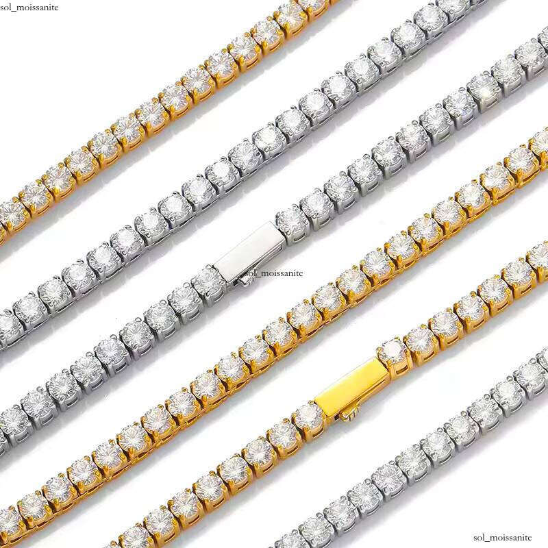 Fashion Waterproof 7-9.3inch mm 4mm 5mm VVS Moissanite Classic Sterling Silver Tennis Bracelet for Women Gold Plated Jewelry