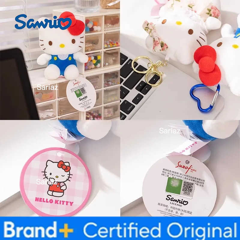 Sanrio Genuine Hello Kitty Cute Girl Keychain Car School bag Pendant Kids Plush Toys Keyring Plushier Birthday Thanksgiving Gift H251225