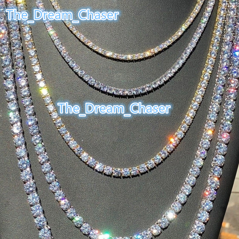 Hiphop 18k Gold Iced Out Chain MoissaniteVVS Necklace Choker Moissanite Diamond Men Tennis Necklace