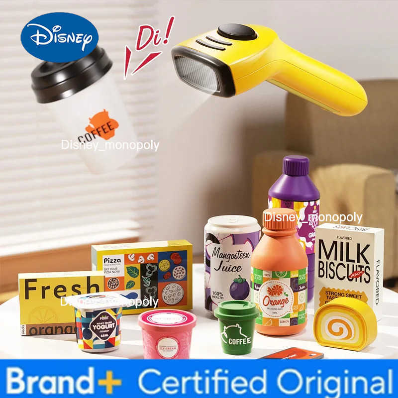 Disney 46PCS Small Simulation Supermarket Vending Cabinet Cash Register Toys Childrens Play House Toy Set Baby Educational Toys Gift H251225