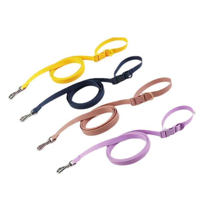 Waterproof Soft PVC Dog Collar with Leash Set Durable Pet Neckband for Dogs Comfortable Adjustable