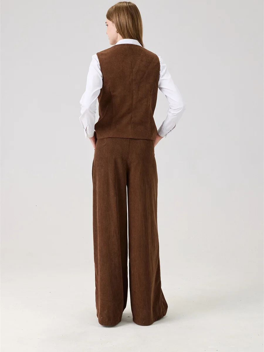 2026 Womens Clothing WideLeg Pants Corduroy Loose Fit Casual High Waist Wear Trousers Y2K Fashion Commuter 251225