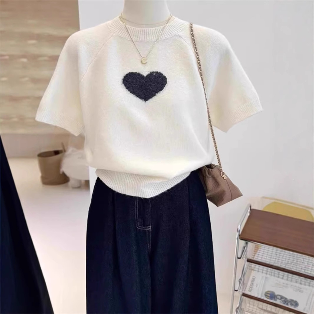 Womens 90s Y2K Kawaii Vintage Short Sleeve Sexy Slim Knitted Short Sleeves Spring Autumn Fairy Casual Lazy style High Streetwear 250827