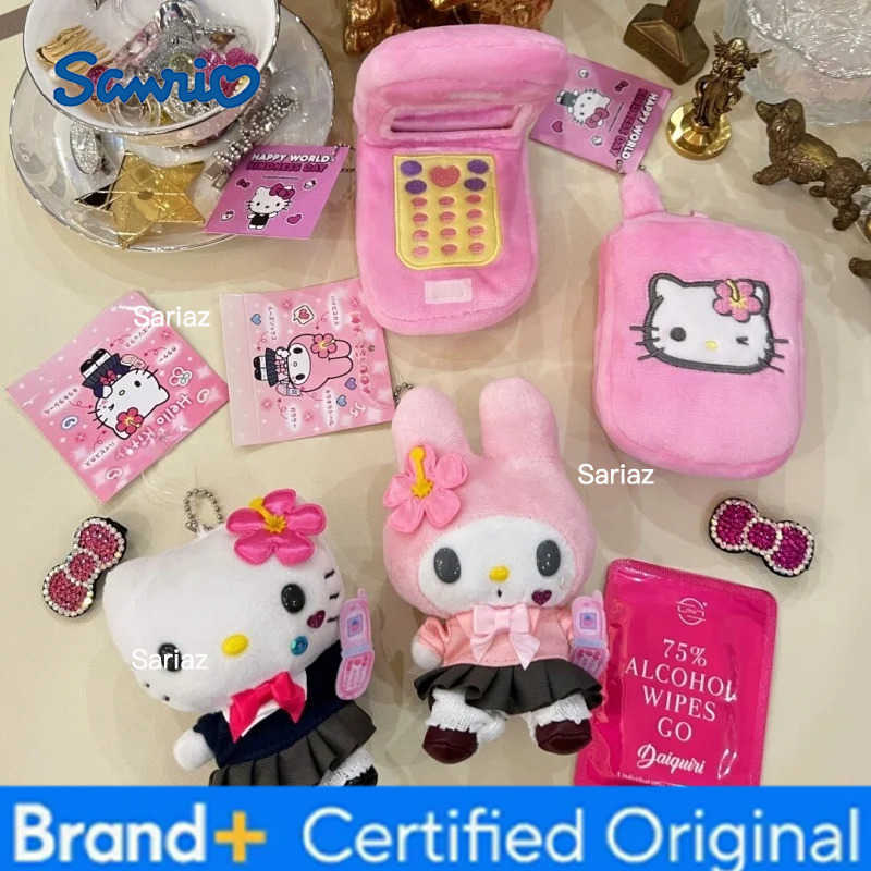 Sanrio Kawaii my melody Plush Doll Keychain hello kitty Bag Accessories Heisei uniform HotGirls Y2K Kitty Cat Schoolbag Pendant H251225