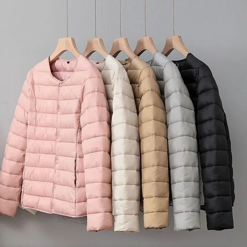 2025 Autumn Winter Warm Women Jacket Fashion Ultra Lightweight Down Cotton Slim Coat Solid Matt Fabric Windbreaker Parkas 251225