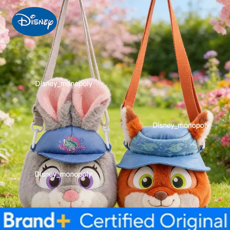 Disney Zootopia Judy Nick Hooded Plush Crossbody Bag Cute Soft Shoulder Bag Travel Shopping Birthday Holiday Gift for Girls H251225
