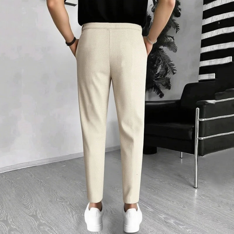 Mens Stylish Waffle Pants - Casual Sports Slim Fit with Adjustable Drawstring Secure Pockets for All Seasons - Perfect Outdoor 251225