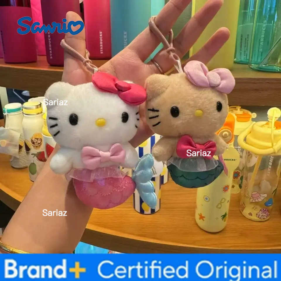 Sanrio American Version of The Hello Kitty Black Skin Mermaid Doll Hanging Keychain Cartoon Kitty Cat Bag Accessories Keychains H251225