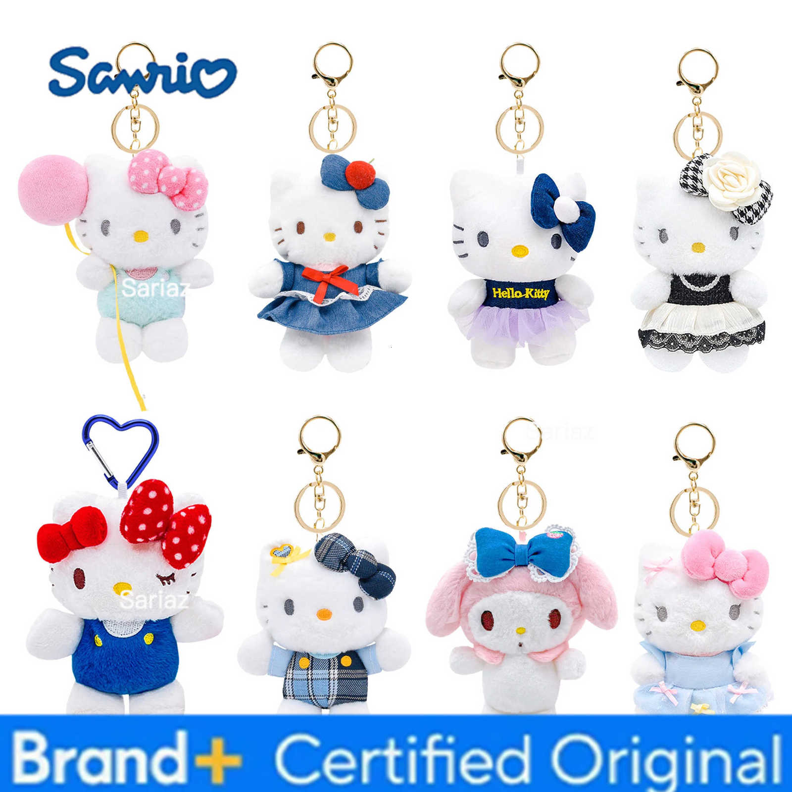 Sanrio Genuine Hello Kitty Melody Cute Girl Keychain School bag Pendant Kids Plush Toys Keyring Plushier Birthday Christmas Gift H251225