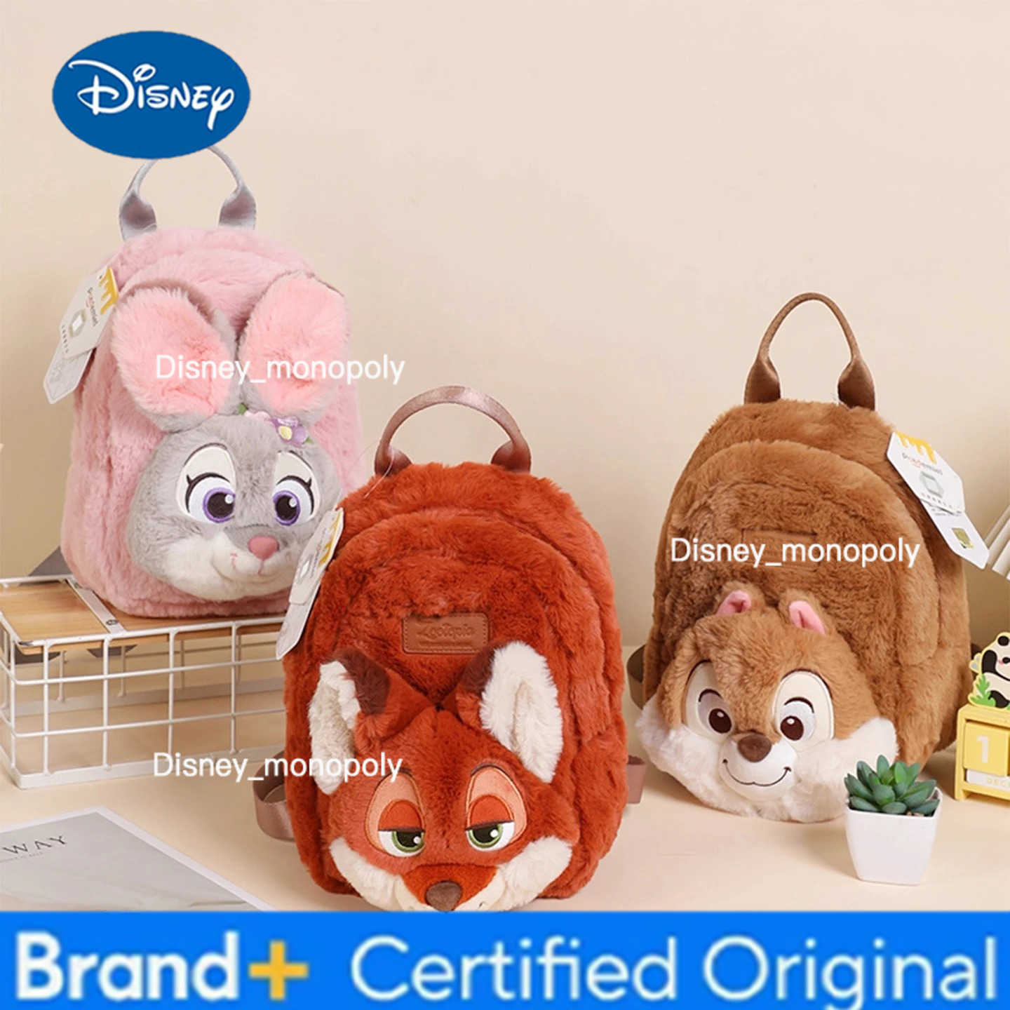 Disney 2025 Original Judy Plush Backpack Cartoon Nick Chip Handbag Cosplay Prop Childrens Christmas Birthday Gifts H251225