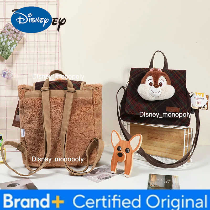 Disney New Original Retro Backpack Large Capacity Cartoon Cute Doll Handbag Fashion Versatile Grid Backpack Girl Birthday Gift H251225